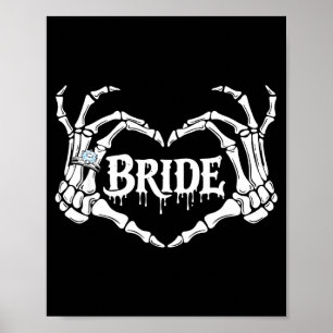 Spooky Bride Skeleton Hands Halloween Engagement Poster