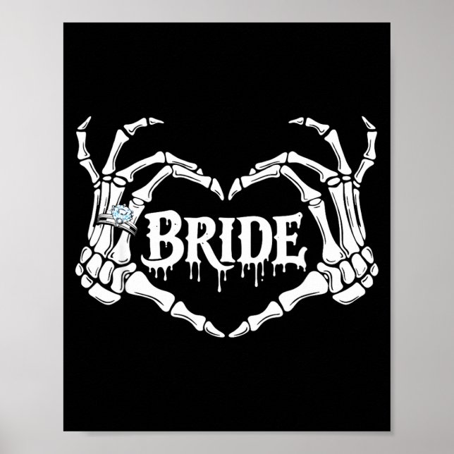 Spooky Bride Skeleton Hands Halloween Engagement Poster (Front)
