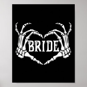 Spooky Bride Skeleton Hands Halloween Engagement W Poster