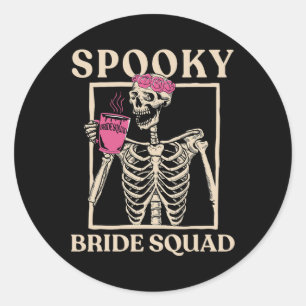 Spooky Bride Squad Skeleton Halloween Bachelorette Classic Round Sticker