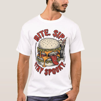 Spooky Burger Shirt Vintage Engraving Halloween Gr