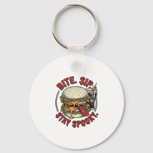 Spooky Burger Shirt Vintage Engraving Halloween Gr Keychain