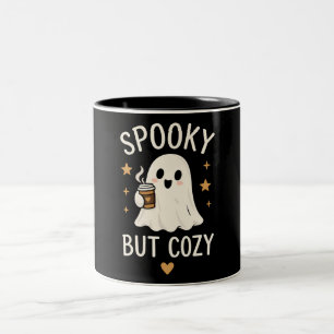 Spooky But Cozy Cute Ghost Halloween Autumn Design Two-Tone Coffee Mug