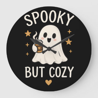 Spooky But Cozy Ghost Halloween Large Clock