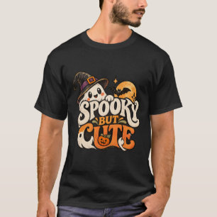 Spooky But Cute Ghost Witch Retro Halloween Graphi T-Shirt