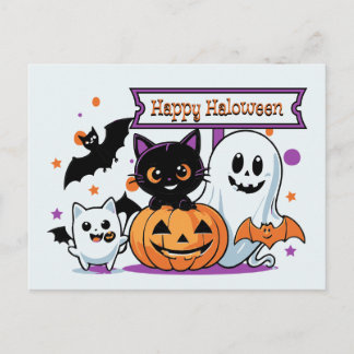Spooky but Cute Halloween Postcard