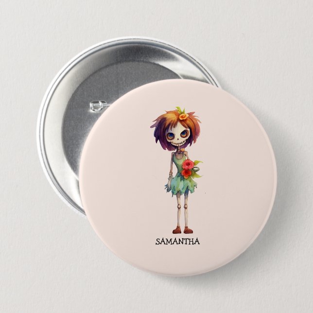 Spooky But Cute Zombie Kid – Adorable Macabre 3 Inch Round Button (Front & Back)