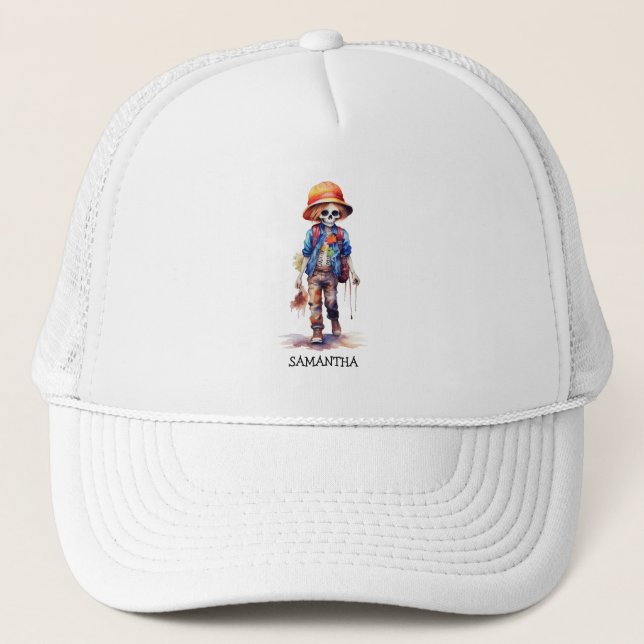 Spooky But Cute Zombie Kid – Adorable Macabre (3) Trucker Hat (Front)