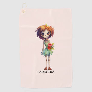 Spooky But Cute Zombie Kid – Adorable Macabre Golf Towel