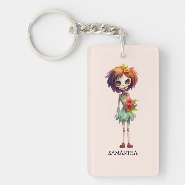Spooky But Cute Zombie Kid – Adorable Macabre Keychain (Front)