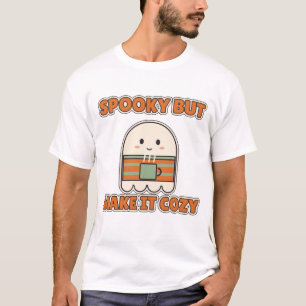 Spooky But Make It Cozy Cute Ghost Halloween T-Shirt