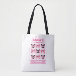 Spooky But Make it Cute Customized Name Bows Bats Tote Bag