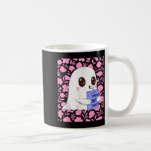 Spooky But Sweet Cute Ghost With Floral Halloween Coffee Mug