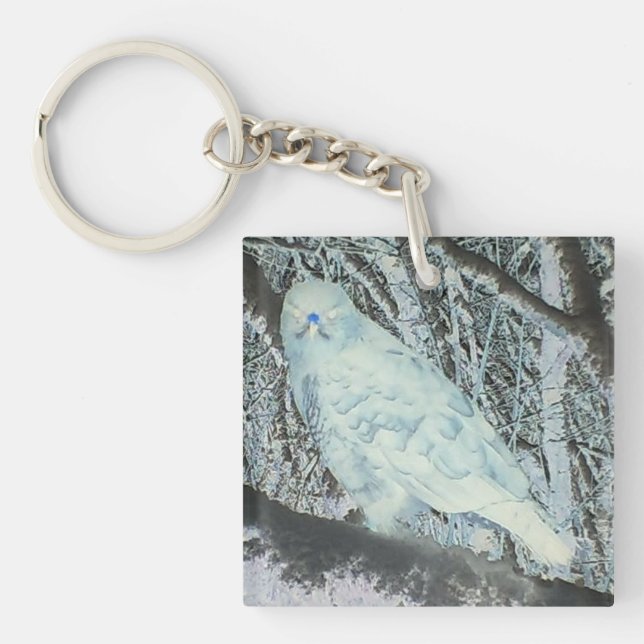 Spooky Buzzard on Branch  Keychain (Front)
