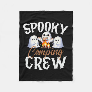 Spooky Camping Crew Halloween 2024 Campfire Happy  Fleece Blanket