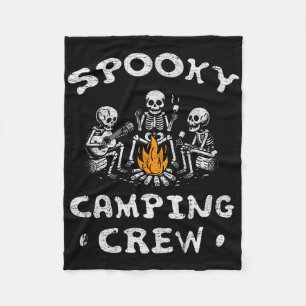 Spooky Camping Crew Halloween Camping Skeleton Cam Fleece Blanket
