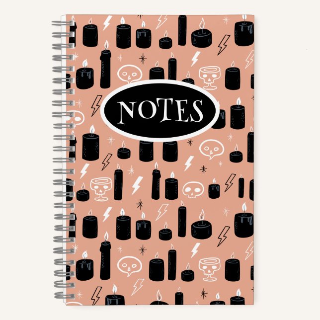 Spooky Candles and Skulls Retro Fun Notebook (Front)