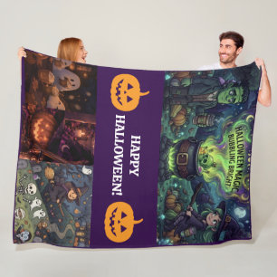 Spooky Cartoon Collage  Fleece Blanket