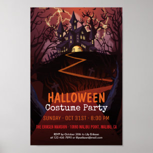 Spooky Castle Halloween Costume Party Poster
