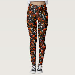 Spooky Cat and Pumpkins Leggings