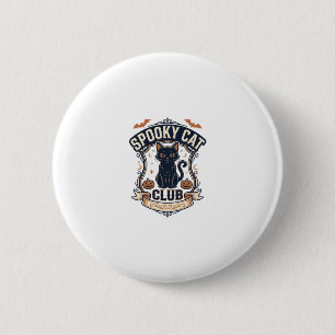 Spooky Cat Club Cat Halloween Spooky Cat Vintage V 2 Inch Round Button