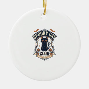 Spooky Cat Club Cat Halloween Spooky Cat Vintage V Ceramic Ornament