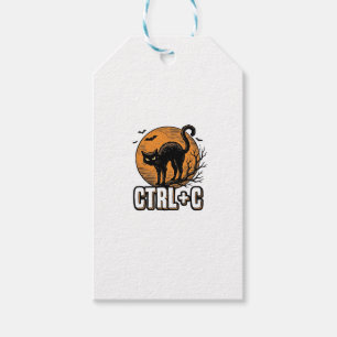 Spooky Cat CTRL C Vintage Halloween Vector Design_ Gift Tags