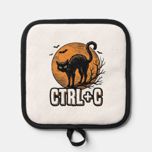 Spooky Cat CTRL C Vintage Halloween Vector Design_ Pot Holder
