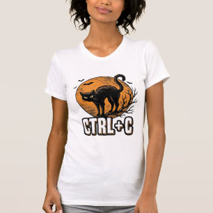 Spooky Cat CTRL C Vintage Halloween Vector Design_ T-Shirt
