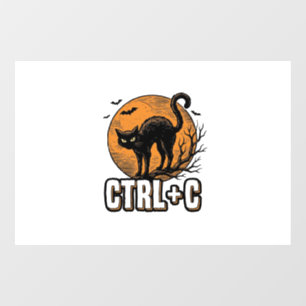 Spooky Cat CTRL C Vintage Halloween Vector Design_ Window Cling