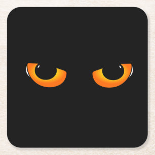 Spooky Cat Eyes Square Paper Coaster