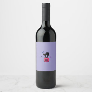 Spooky Cat Halloween Pumpkin Pop Art Wine Label