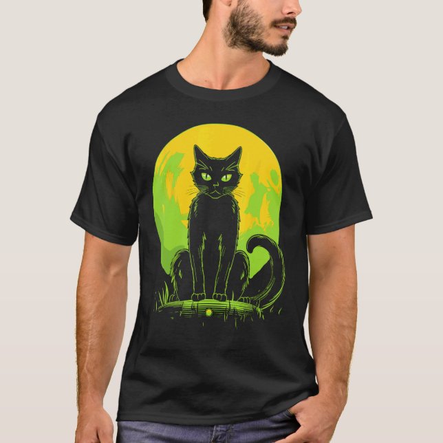Spooky Cat Halloween T-Shirt (Front)