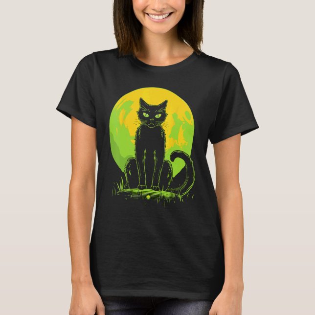Spooky Cat Halloween T-Shirt (Front)