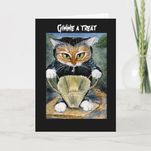 Spooky Cat in Halloween costume card or invitation