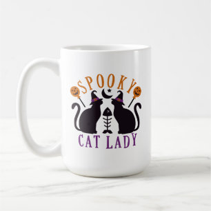Spooky Cat Lady Black Cats Halloween Coffee Mug