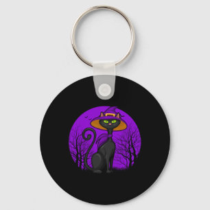 Spooky Cat Lover Halloween Black Kitten Cute Cat S Keychain