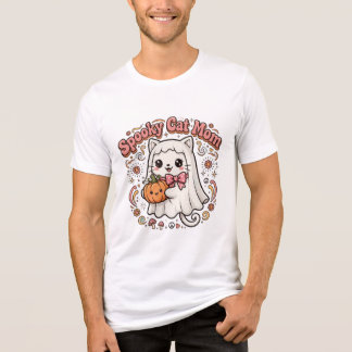 Spooky Cat Mom Shirt, Cute Ghost Cat Halloween Shi Tri-Blend Shirt