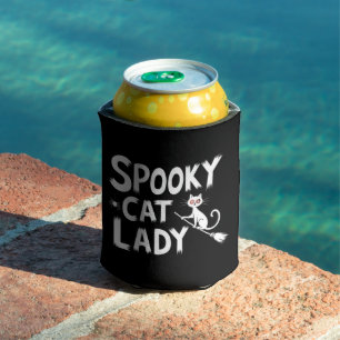 Spooky Cat Mom Spooky Cat Lady Halloween Cat Mom Can Cooler
