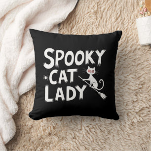 Spooky Cat Mom Spooky Cat Lady Halloween Cat Mom  Throw Pillow