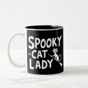 Spooky Cat Mom Spooky Cat Lady Halloween Cat Mom Two-Tone Coffee Mug