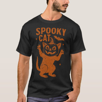 Spooky Cat Scary Happy Halloween Holiday Occasion T-Shirt