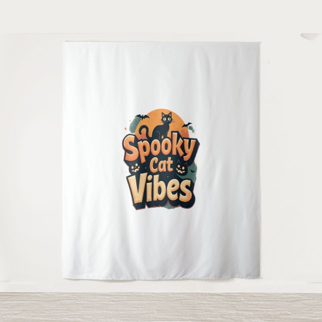 Spooky Cat Vibes Tapestry (Front)