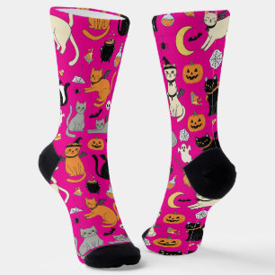 Spooky Cats Halloween Pattern Socks