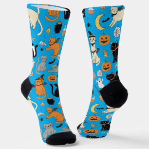 Spooky Cats Halloween Pattern Socks