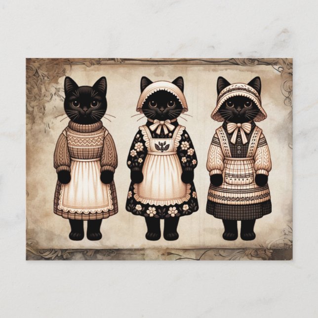 Spooky Cats Junk Journal Postcard (Front)