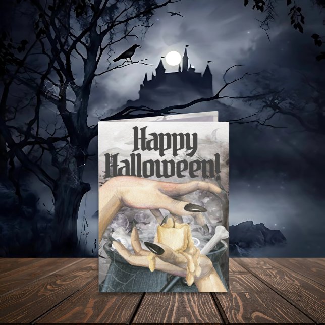 Spooky Cauldron Witch Halloween Card (Creator Uploaded)