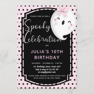 Spooky Celebration Ghost Girl Birthday Invitation