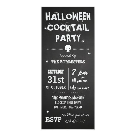 Spooky Chalkboard Halloween Cocktail Party Card