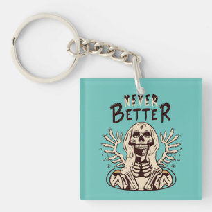 Spooky Charm with Never Better Halloween Skeleton Keychain